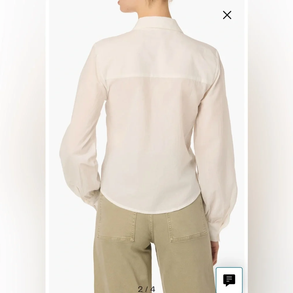 NWT- Joe’s Pleated Long Sleeve Button-Up Shirt, White, XS - Picture 2 of 12